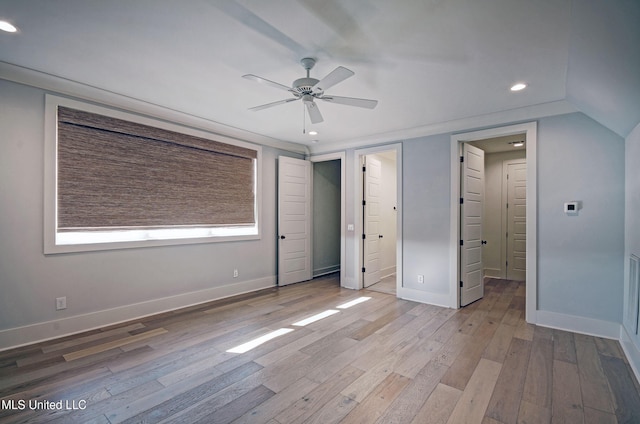 251 Westlake Cir, Madison, MS 39110 - unfurnished bedroom featuring wood finished floors, recessed lighting, baseboards, ensuite bathroom, and a ceiling fan