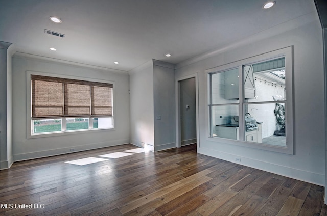 251 Westlake Cir, Madison, MS 39110 - spare room featuring dark wood finished floors, baseboards, recessed lighting, and crown molding