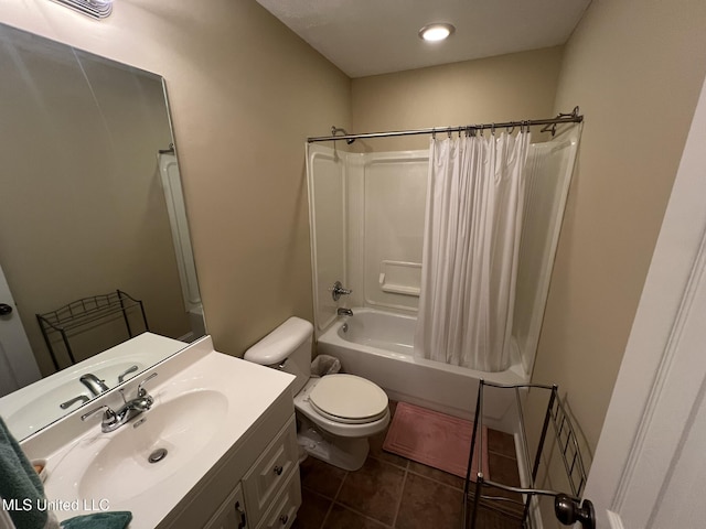 308 Barrington Cv, Byram, MS 39272 - full bathroom with shower / bath combo, toilet, vanity, and tile patterned flooring