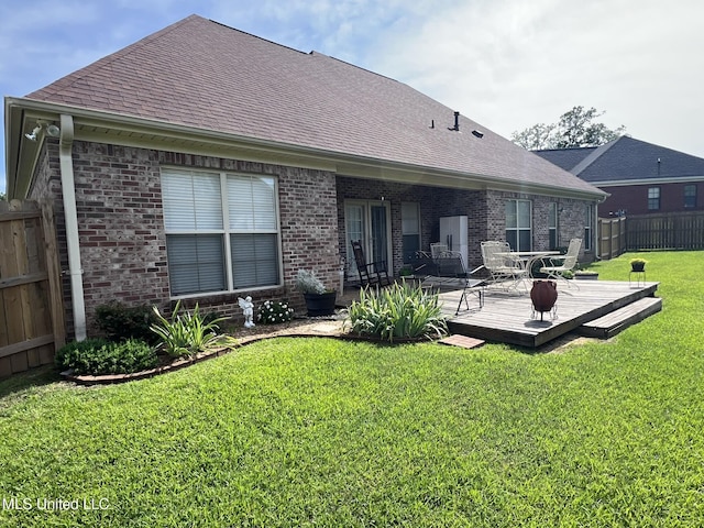 308 Barrington Cv, Byram, MS 39272 - back of house with brick siding, roof with shingles, and a wooden deck