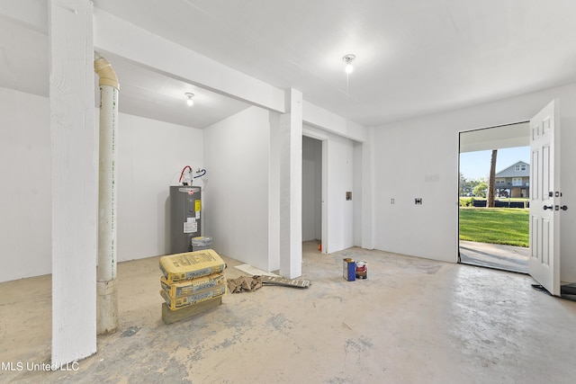 basement featuring water heater