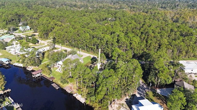 6071 Comanche St, Kiln, MS 39556 - aerial view of property and surrounding area featuring a forest and a nearby body of water