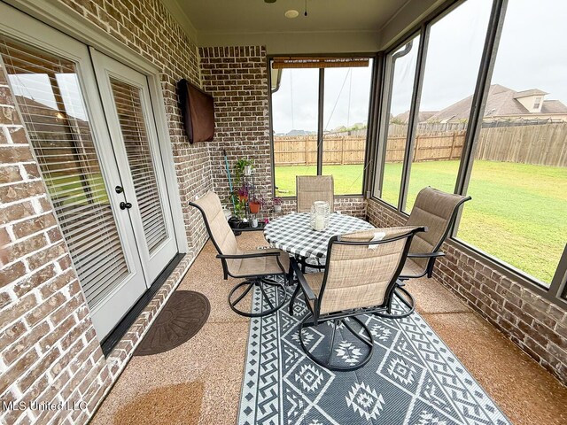 2290 Loisy Blvd, Hernando, MS 38632 - sunroom featuring french doors, outdoor dining space, and a ceiling fan