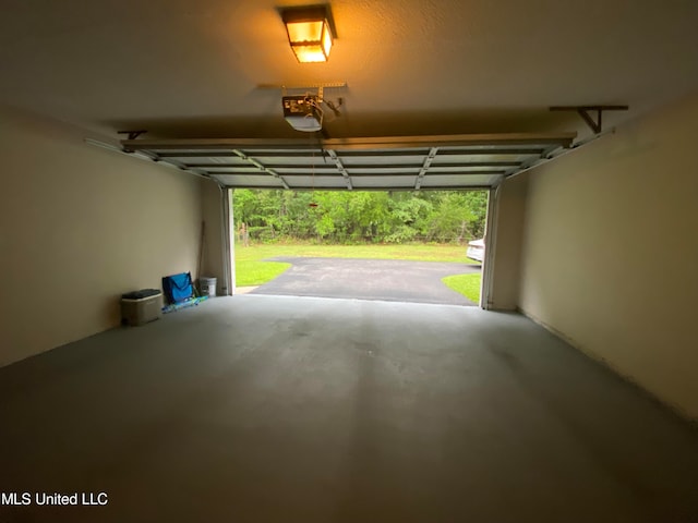 garage with a garage door opener