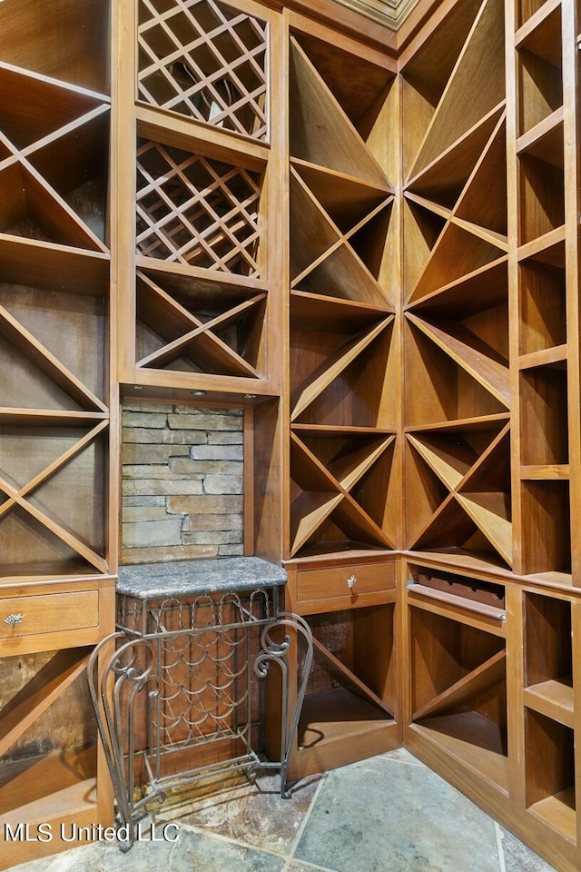 view of wine cellar