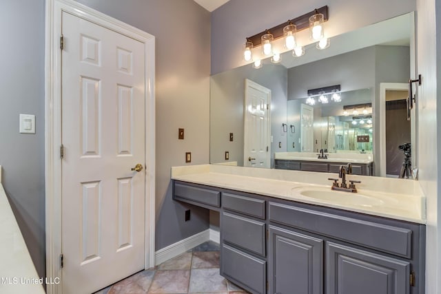 bathroom with vanity and baseboards