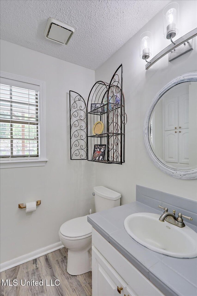 110 Stonington Ct, Brandon, MS 39047 - bathroom featuring a textured ceiling, vanity, and wood finished floors