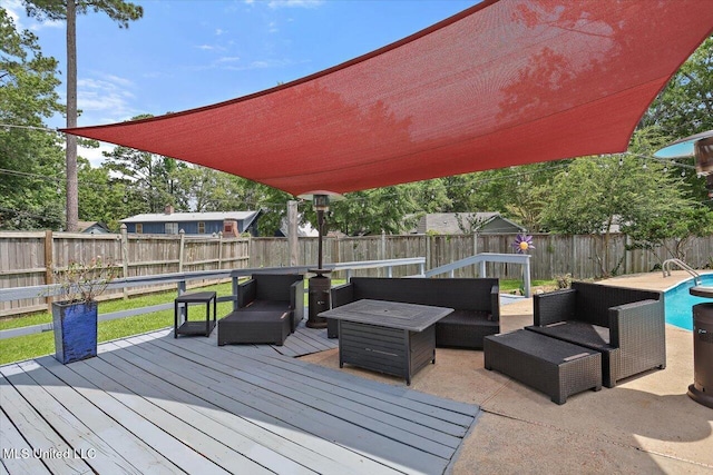 110 Stonington Ct, Brandon, MS 39047 - wooden deck with a fenced backyard and outdoor lounge area