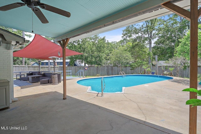 110 Stonington Ct, Brandon, MS 39047 - view of pool featuring an outdoor living space, a fenced backyard, and a patio area