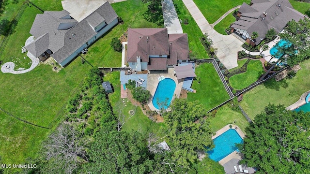 110 Stonington Ct, Brandon, MS 39047 - aerial overview of property's location with a pool