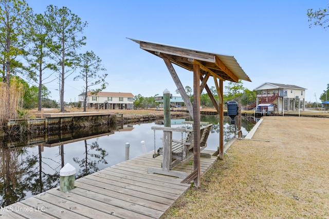 view of dock featuring a water view