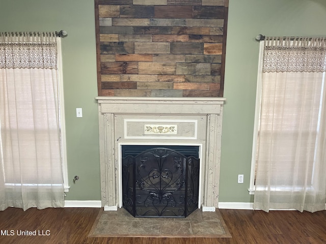 5269 Blocker St, Olive Branch, MS 38654 - detailed view of a fireplace with flush hearth and wood finished floors
