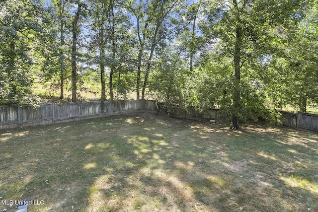 view of yard with a fenced backyard