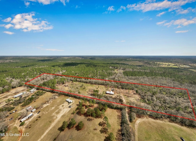 aerial view with a rural view