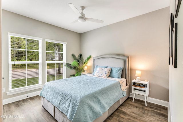 127 Grande View Dr, Biloxi, MS 39531 - bedroom featuring baseboards, wood finished floors, and ceiling fan