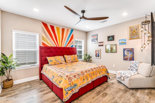 127 Grande View Dr, Biloxi, MS 39531 - bedroom with baseboards, visible vents, wood finished floors, and recessed lighting