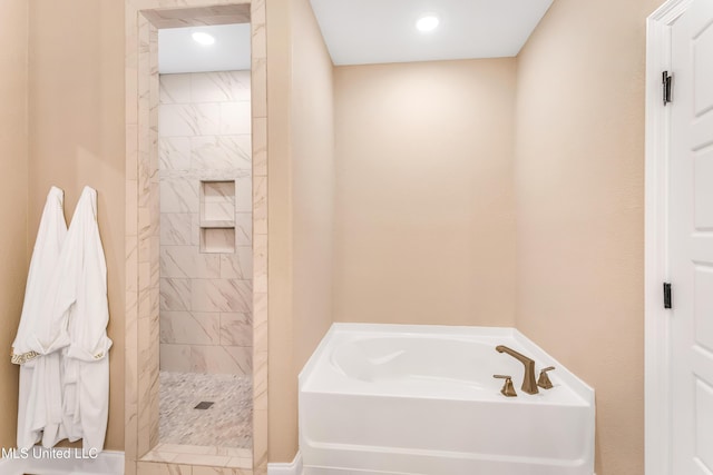 127 Grande View Dr, Biloxi, MS 39531 - bathroom featuring a garden tub and a walk in shower