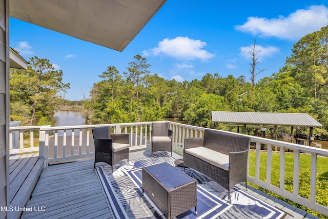 2529 Windward Dr, Gautier, MS 39553 - deck with outdoor lounge area and a yard