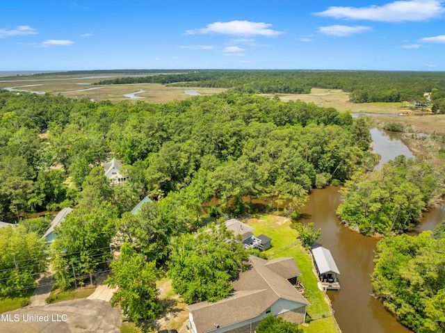 2529 Windward Dr, Gautier, MS 39553 - aerial view of a nearby body of water and a heavily wooded area