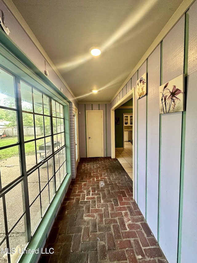 corridor with brick floor