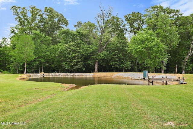 view of yard featuring a water view