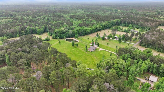 aerial view with a wooded view