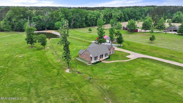 aerial view with a forest view