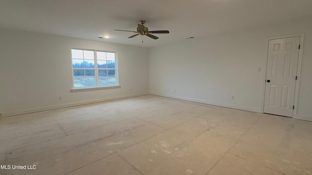 unfurnished room featuring ceiling fan