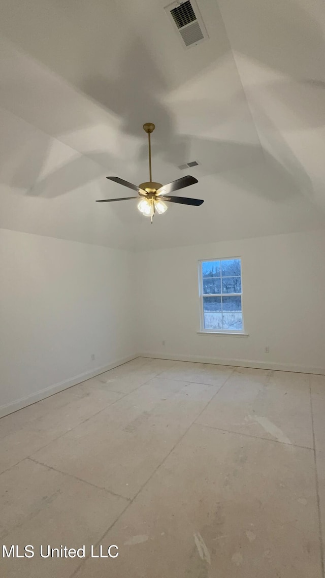 bonus room featuring lofted ceiling and ceiling fan