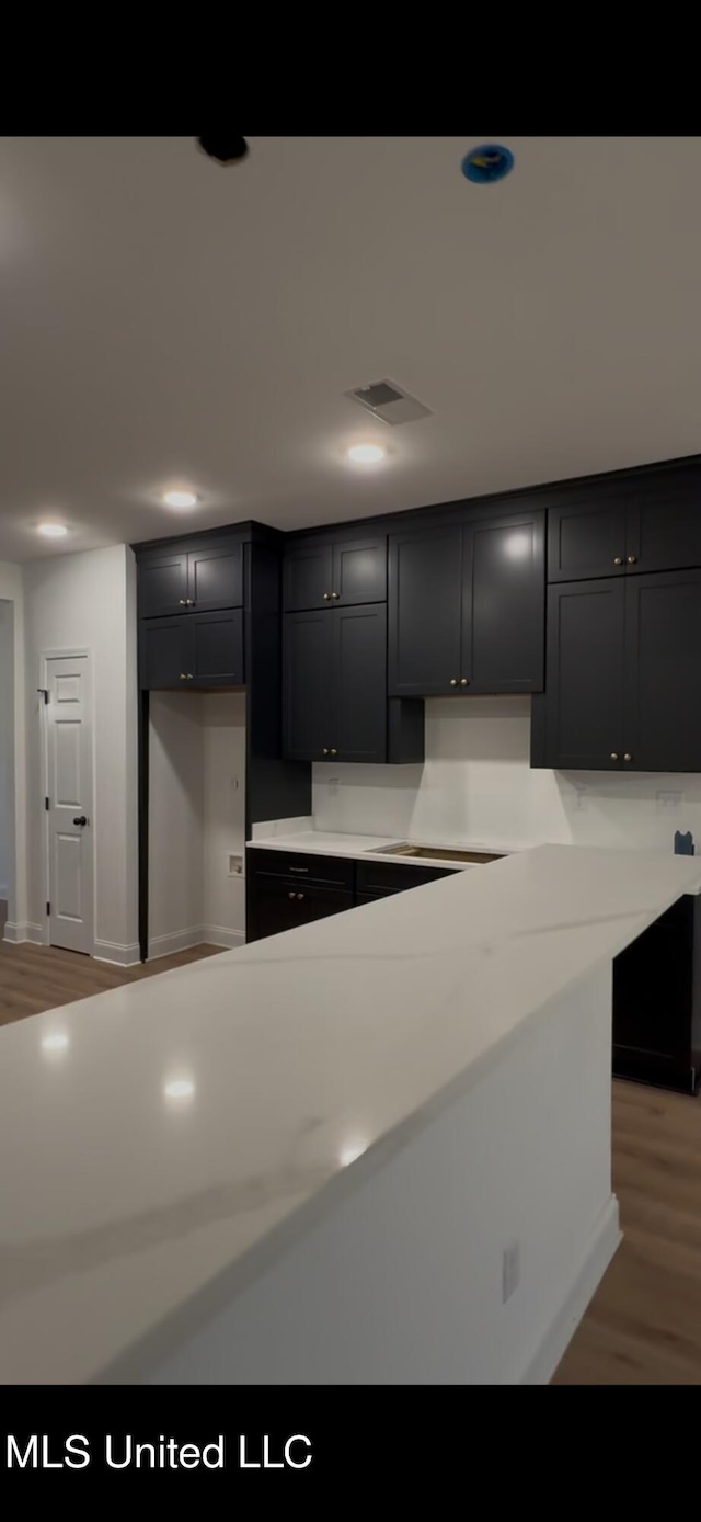 kitchen with hardwood / wood-style flooring