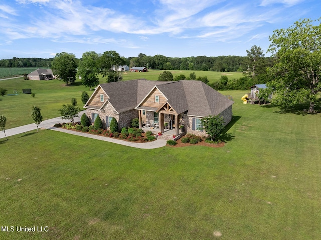 446 Newman Camp Rd, Sumrall, MS 39482 - craftsman-style house with stone siding and a front lawn