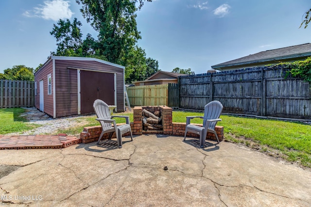 109 Boggs Cir, Long Beach, MS 39560 - fenced backyard featuring a patio and a storage unit