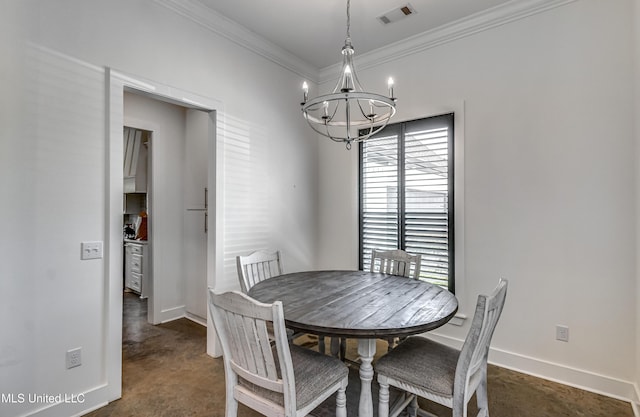 625 Wild Horse Ln, Brandon, MS 39042 - dining space with a chandelier and ornamental molding