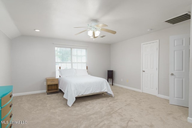 bedroom featuring carpet floors, baseboards, and ceiling fan