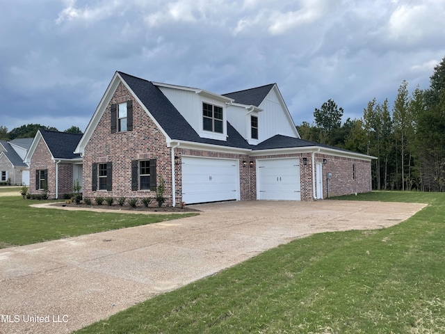 9092 Bennett Trl, Hernando, MS 38632 - view of front facade featuring concrete driveway, a front yard, brick siding, and a shingled roof