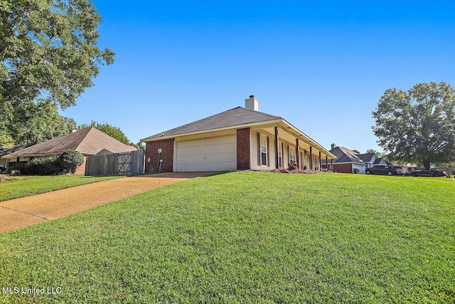 143 Glenwood Dr, Madison, MS 39110 - view of side of home with brick siding, an attached garage, a chimney, and concrete driveway