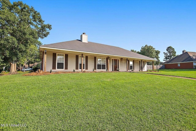 143 Glenwood Dr, Madison, MS 39110 - view of front of property featuring a porch, a front lawn, and a chimney