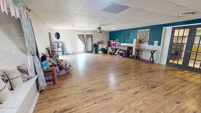 6400 Hans Rd, Moss Point, MS 39562 - interior space with a ceiling fan, wood finished floors, and french doors