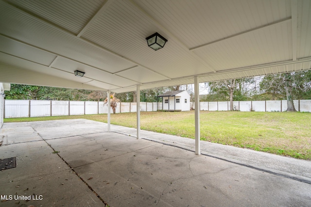 view of patio / terrace featuring an outbuilding