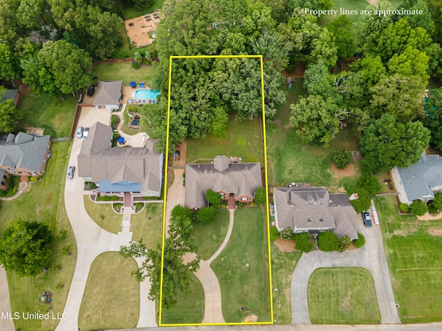 2038 Nottaway Dr, Southaven, MS 38672 - aerial perspective of suburban area with property boundaries highlighted