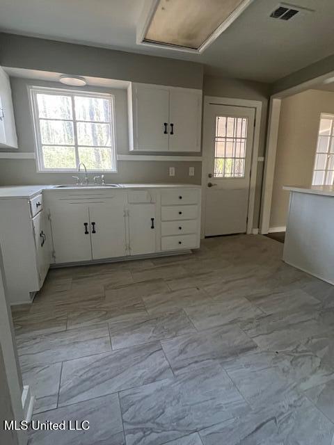 kitchen featuring sink and white cabinets