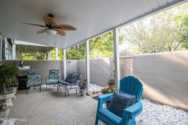 view of patio with ceiling fan