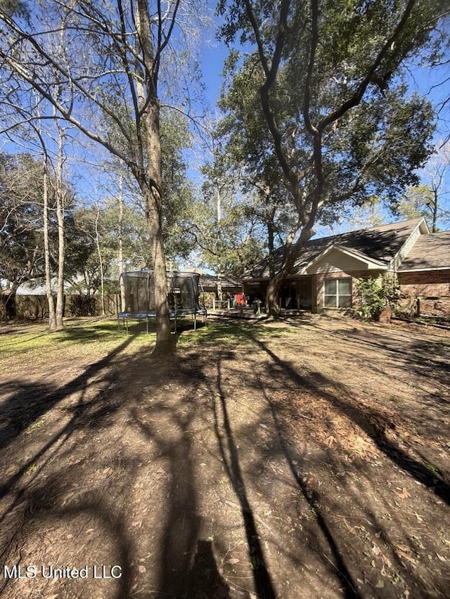 view of yard with a trampoline