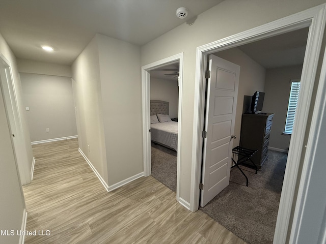 hall featuring light hardwood / wood-style flooring