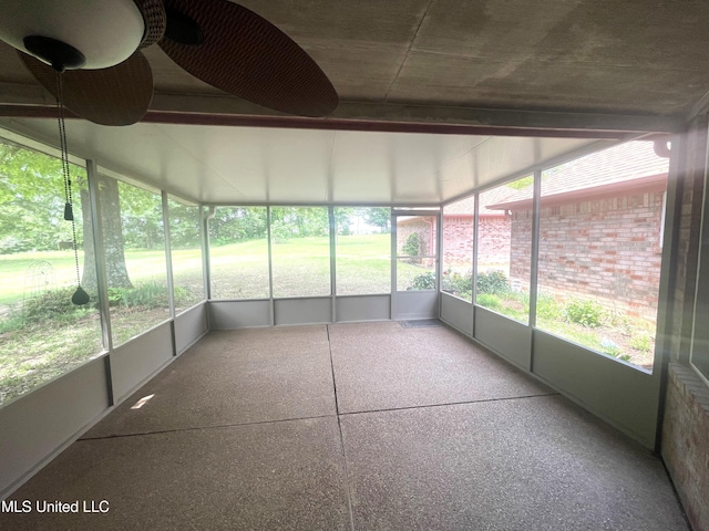 view of unfurnished sunroom