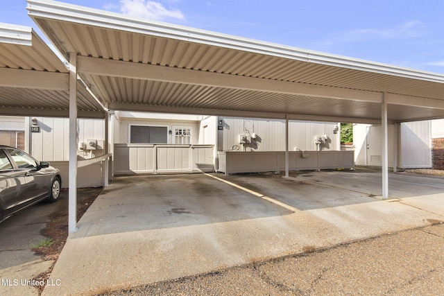 view of covered parking lot