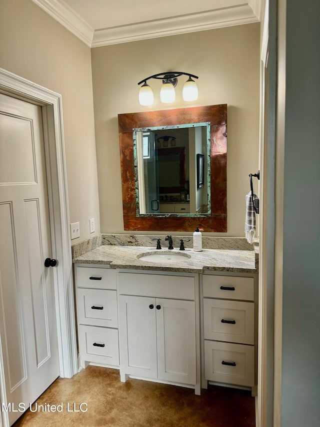 4 Mallard Xing, Raymond, MS 39154 - bathroom featuring crown molding and vanity