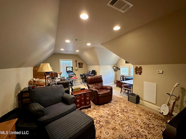 interior space featuring vaulted ceiling