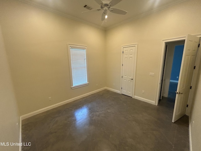 1306 Robert E Lee Dr, Greenwood, MS 38930 - empty room featuring ceiling fan and ornamental molding