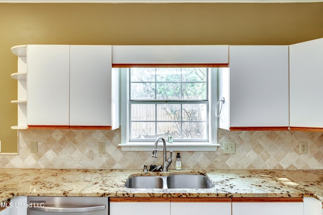 kitchen with white cabinets